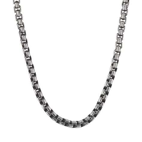 lynx stainless steel box chain necklace 22 in|Men's LYNX Stainless Steel Box Chain Necklace .